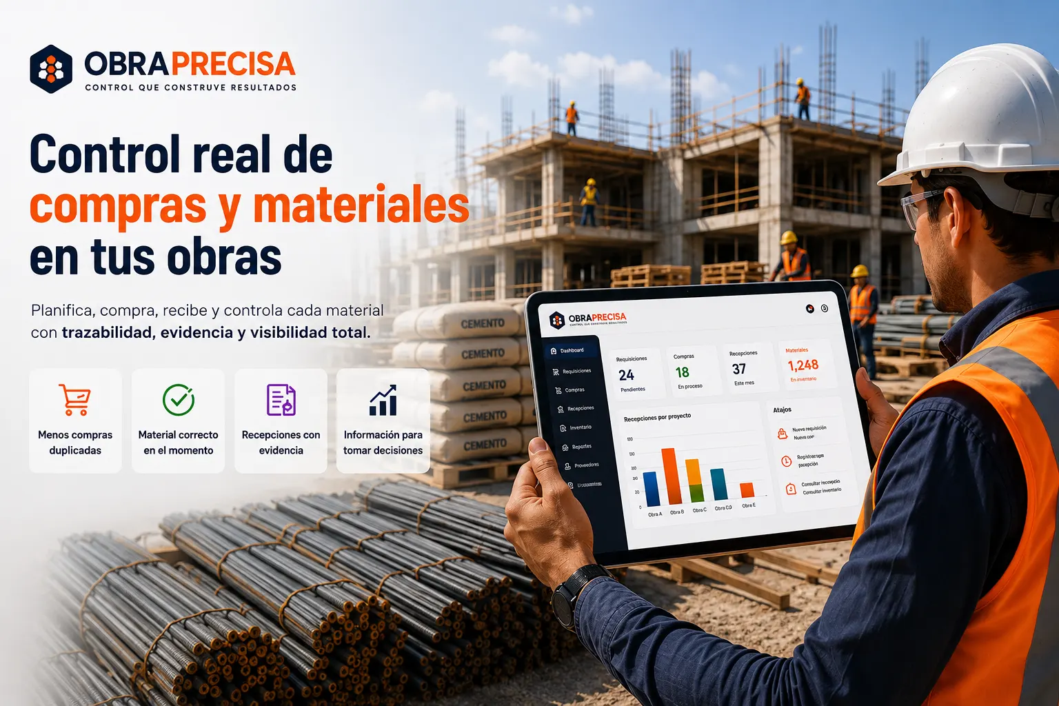 Obra residencial con control digital de compras y materiales